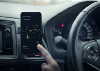 Gps navigation system on a phone in a self-driving car