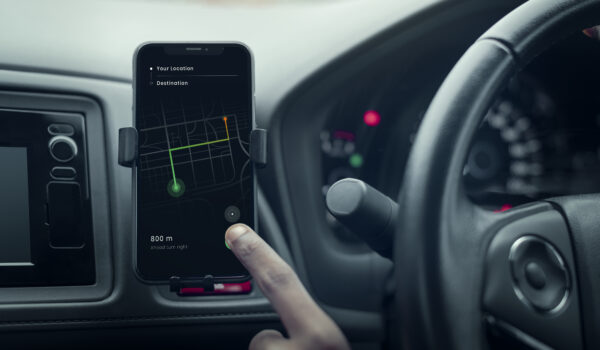 Gps navigation system on a phone in a self-driving car