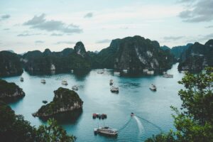 aerial view of Ha Long Bay in Vietnam; skip tracing services in Vietnam concept