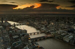 aerial view of London, United Kingdom; skip tracing services in United Kingdom concept