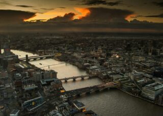 aerial view of London, United Kingdom; skip tracing services in United Kingdom concept