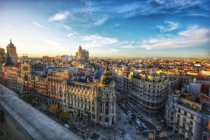 aerial view of Spain's capital city; skip tracing services in Spain