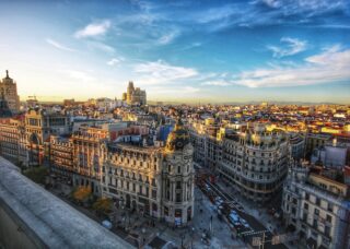 aerial view of Spain's capital city; skip tracing services in Spain