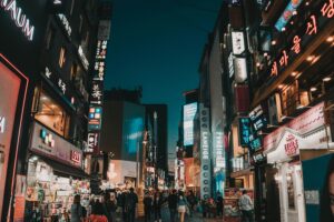 a South Korean city at night' skip tracing in South Korea concept