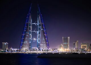 view of the Bahrain world trade center; skip tracing services in Bahrain concept