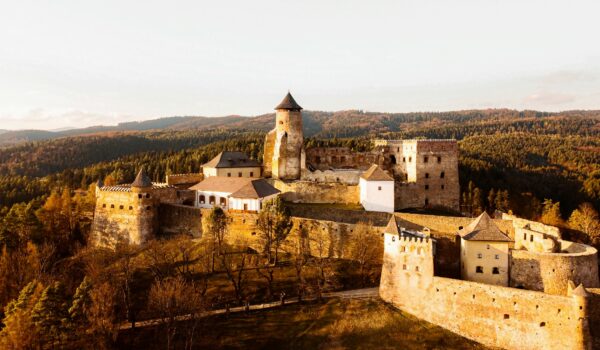 aerial view of The Ľubovňa Castle in Slovakia; skip tracing services in Slovakia concept