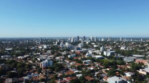 aerial view of the capital city of Paraguay, Asuncion; skip tracing services in Paraguay concept