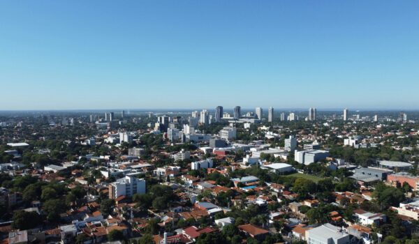 aerial view of the capital city of Paraguay, Asuncion; skip tracing services in Paraguay concept