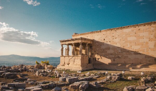 part of The Parthenon in Athens, Greece; skip tracing services in Greece concept