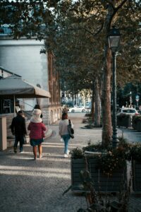 family walking in the streets of Luxembourg; locate birth family in Luxembourg concept