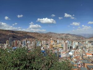 aerial view of La Paz city in Bolivia, skip tracing services in Bolivia concept