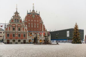 Town Hall Square in Riga, Latvia; skip tracing services in Latvia concept