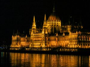 Visitor Centre at night in Budapest, Hungary; skip tracing services in Hungary concept