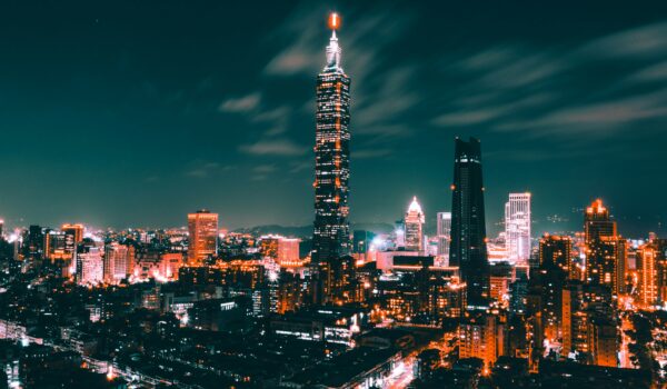 Taipei City, Taiwan at night; skip tracing services in Taiwan concept