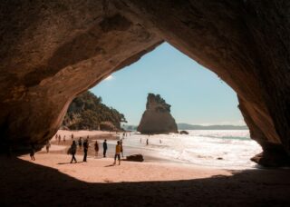 people visiting Te Whanganui-A-Hei Marine Reserve, New Zealand; locate birth parents in New Zealand concept